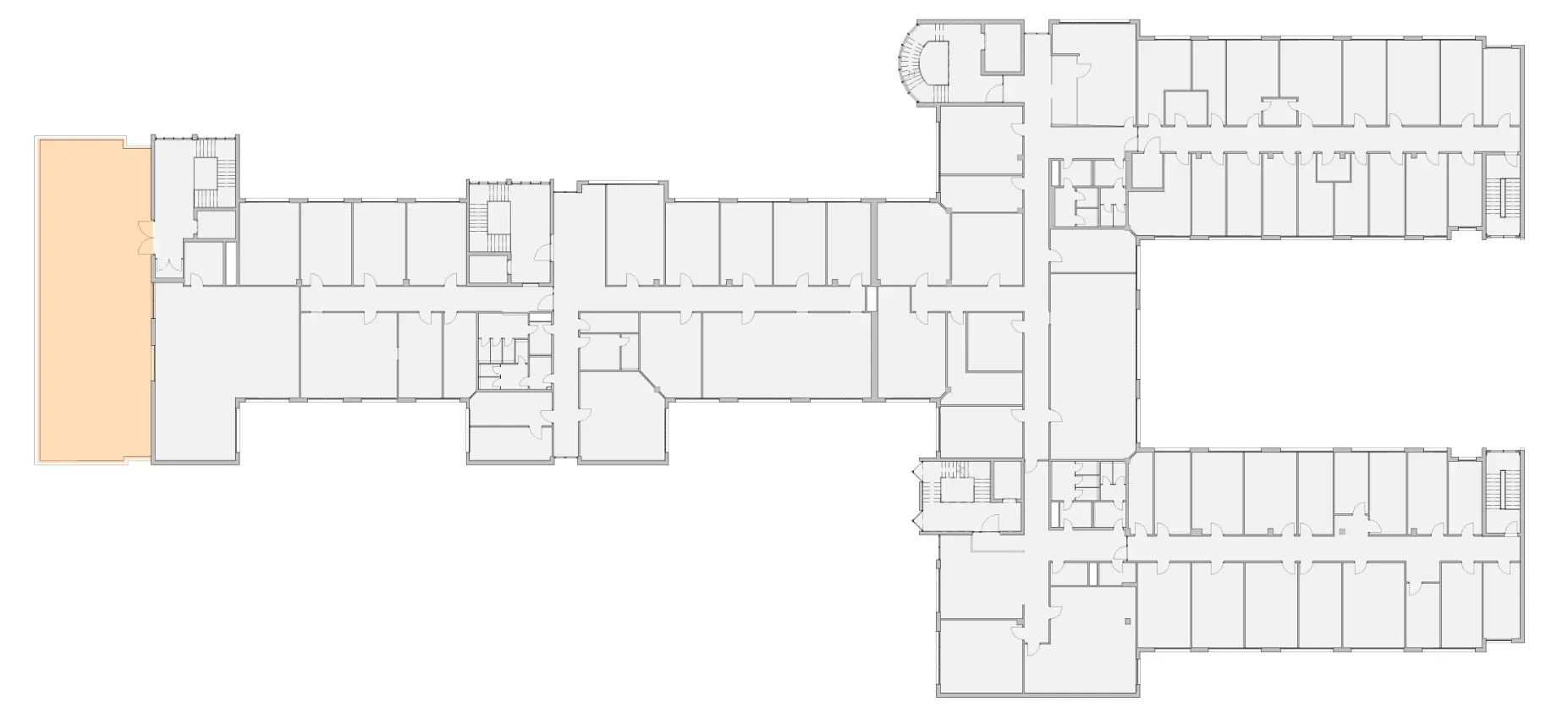 Gebäudegrundriss mit markierter Terrassenfläche in Orange, Gesamtfläche 186,9 m².