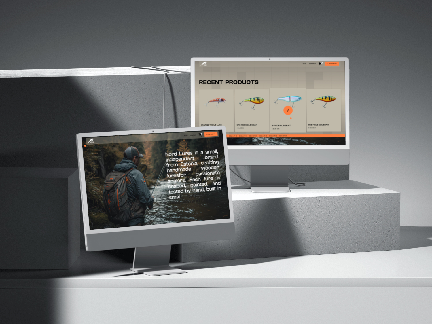 Nordlures website homepage design with bold typography and dark color palette