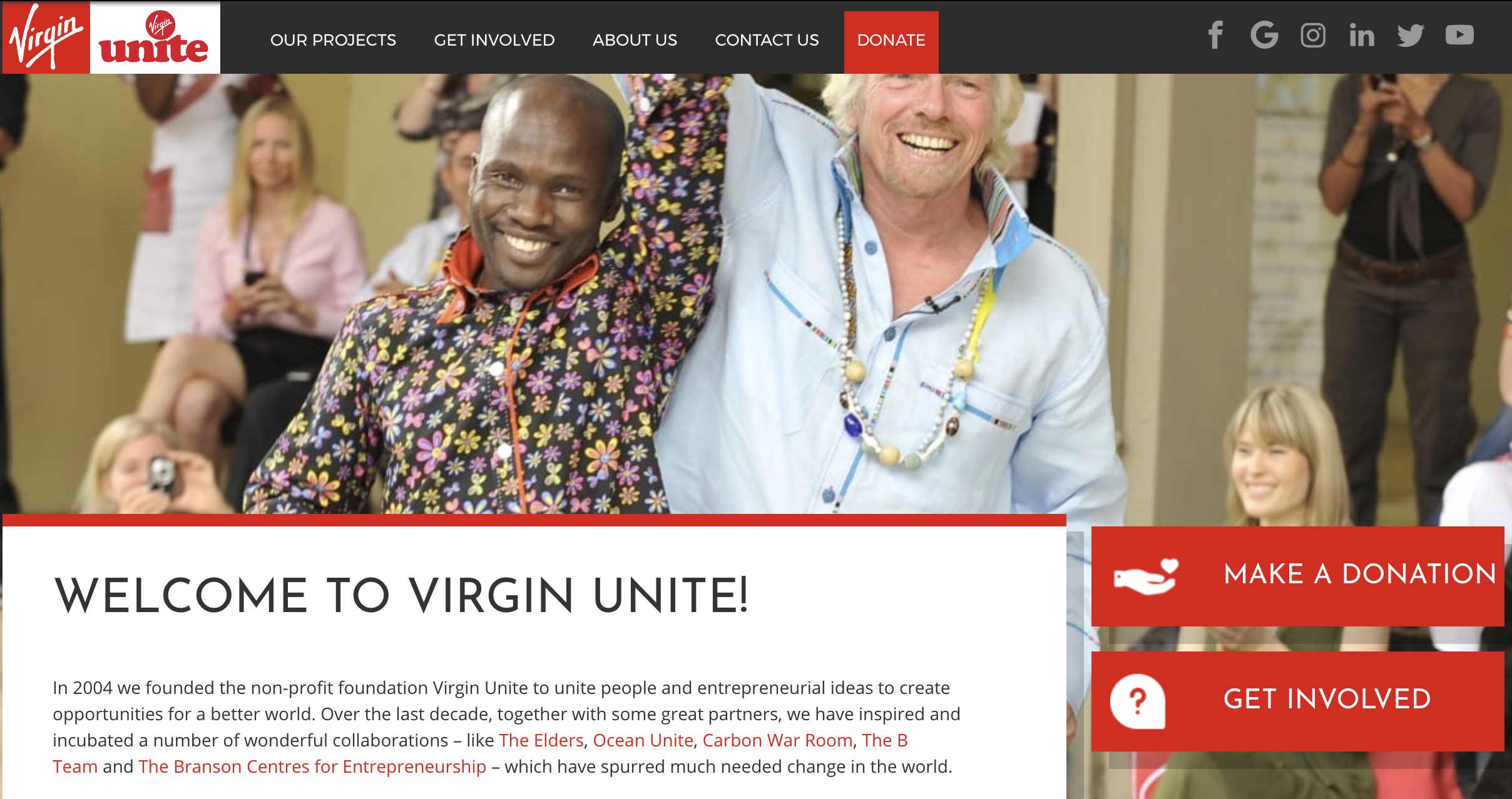 Virgin Unite donation platform