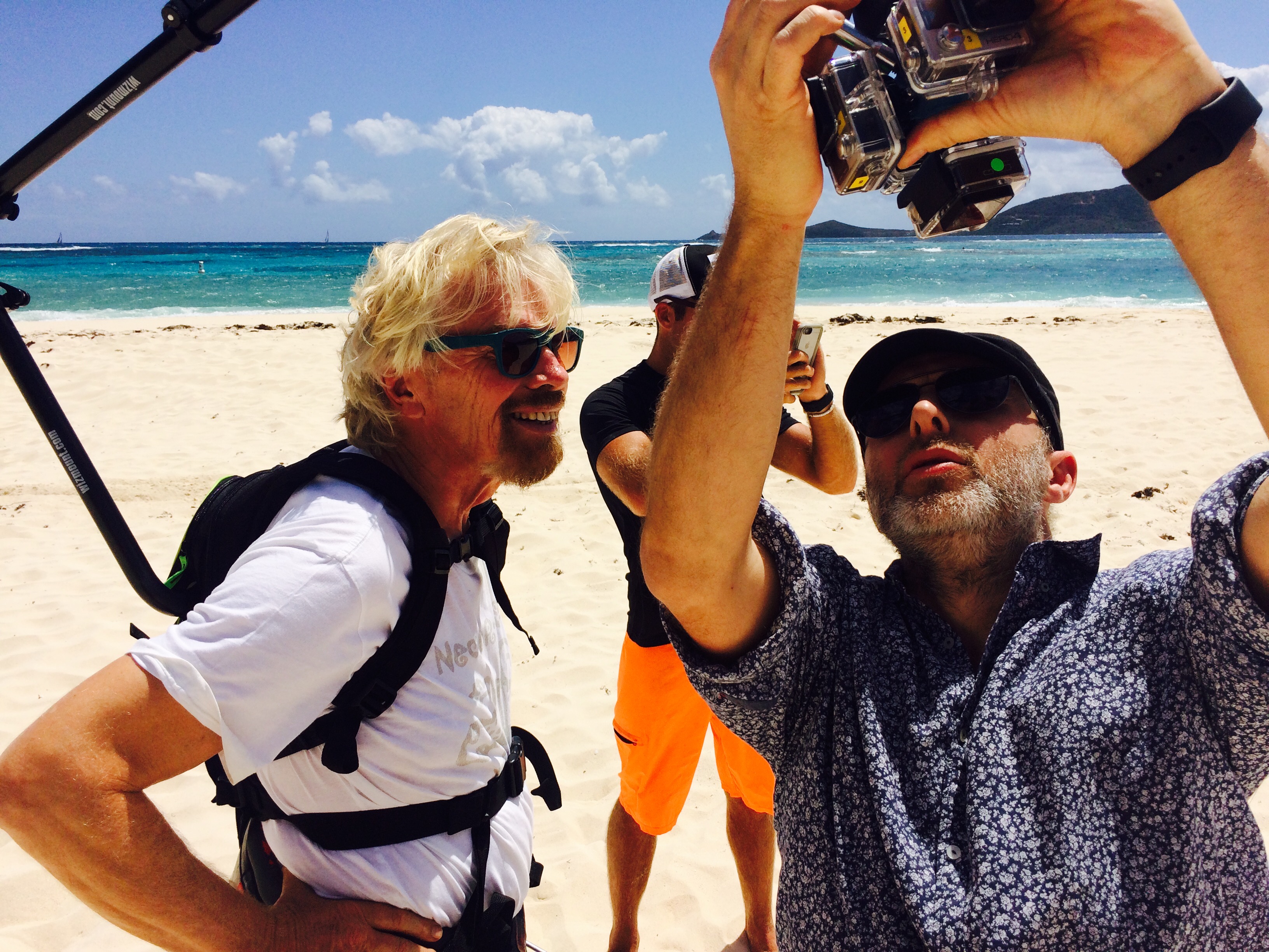 Richard Branson kite surfing on Necker Island