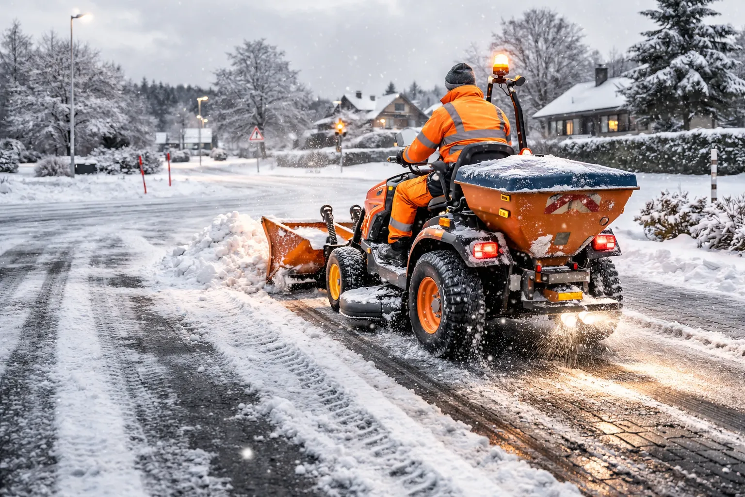 Winterdienst von Bodemer – Räumfahrzeug bei der Schneeräumung