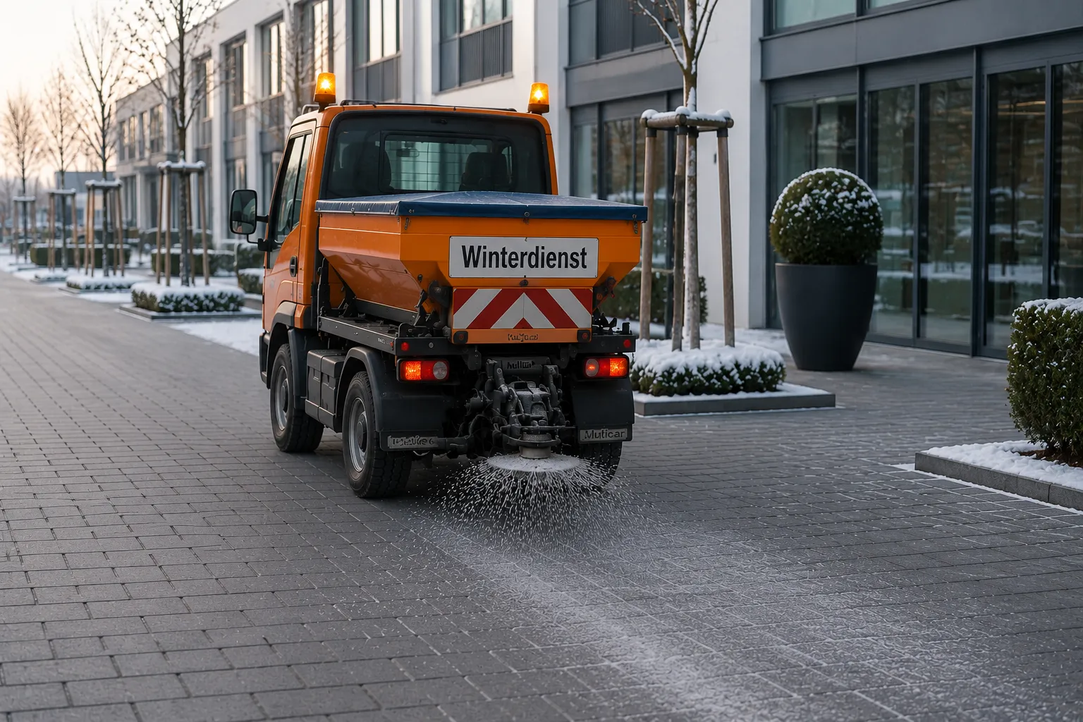 Multicar-Räumfahrzeug im Winterdienst-Einsatz