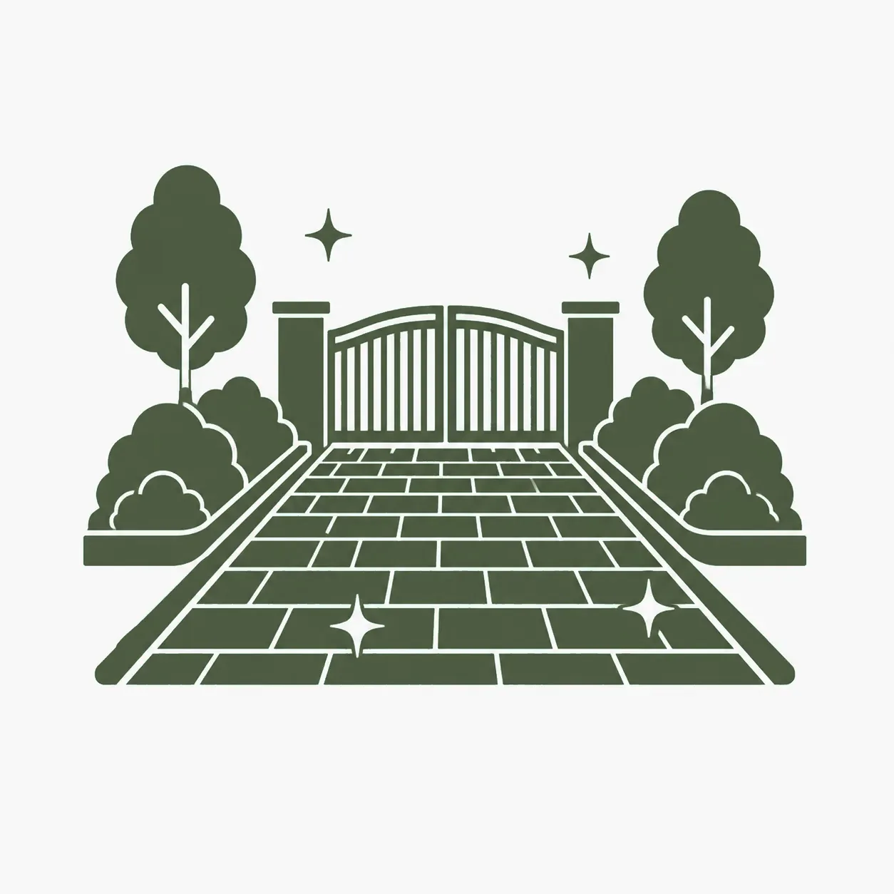 Icon: gepflasterte Zufahrt mit Tor