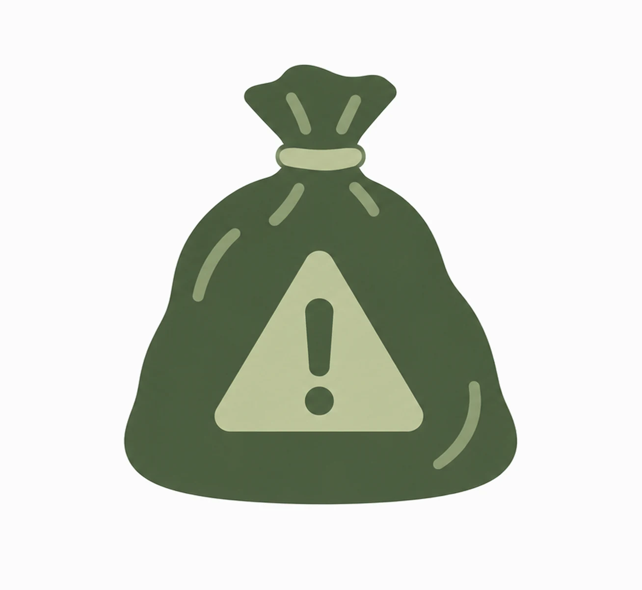 Icon: verschlossener Müllsack mit Warnzeichen