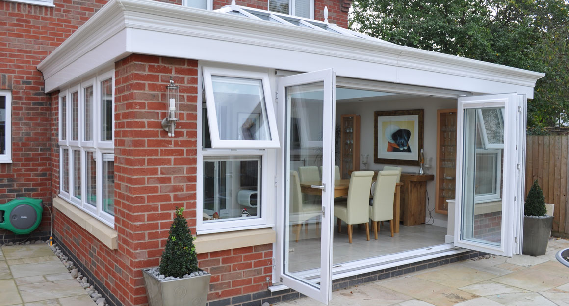 bespoke glass conservatory installed by Abbey Windows Leicester