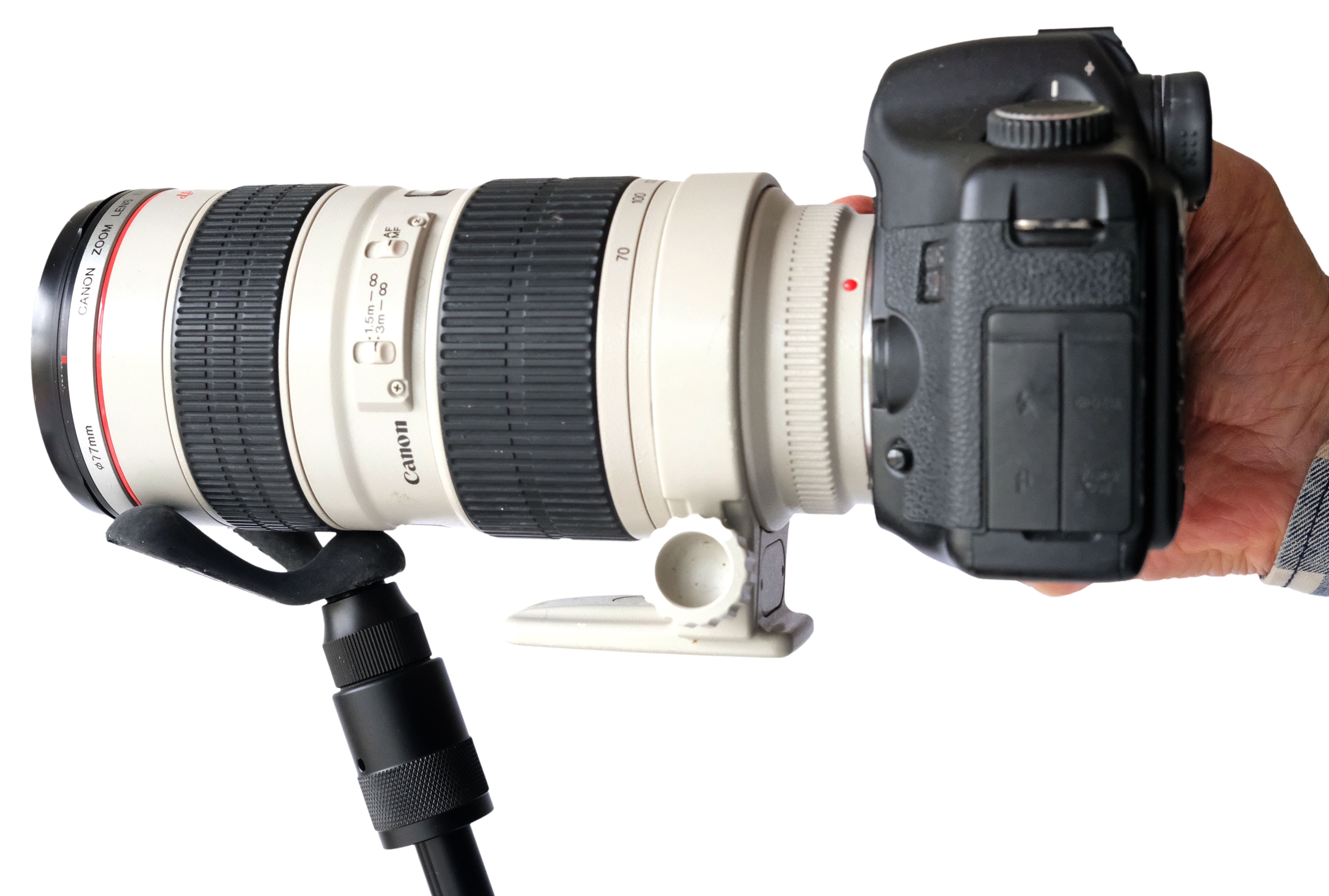 Photographer using Steadify from a canoe in the wild