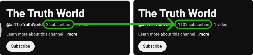 Example of real YouTube subscribers