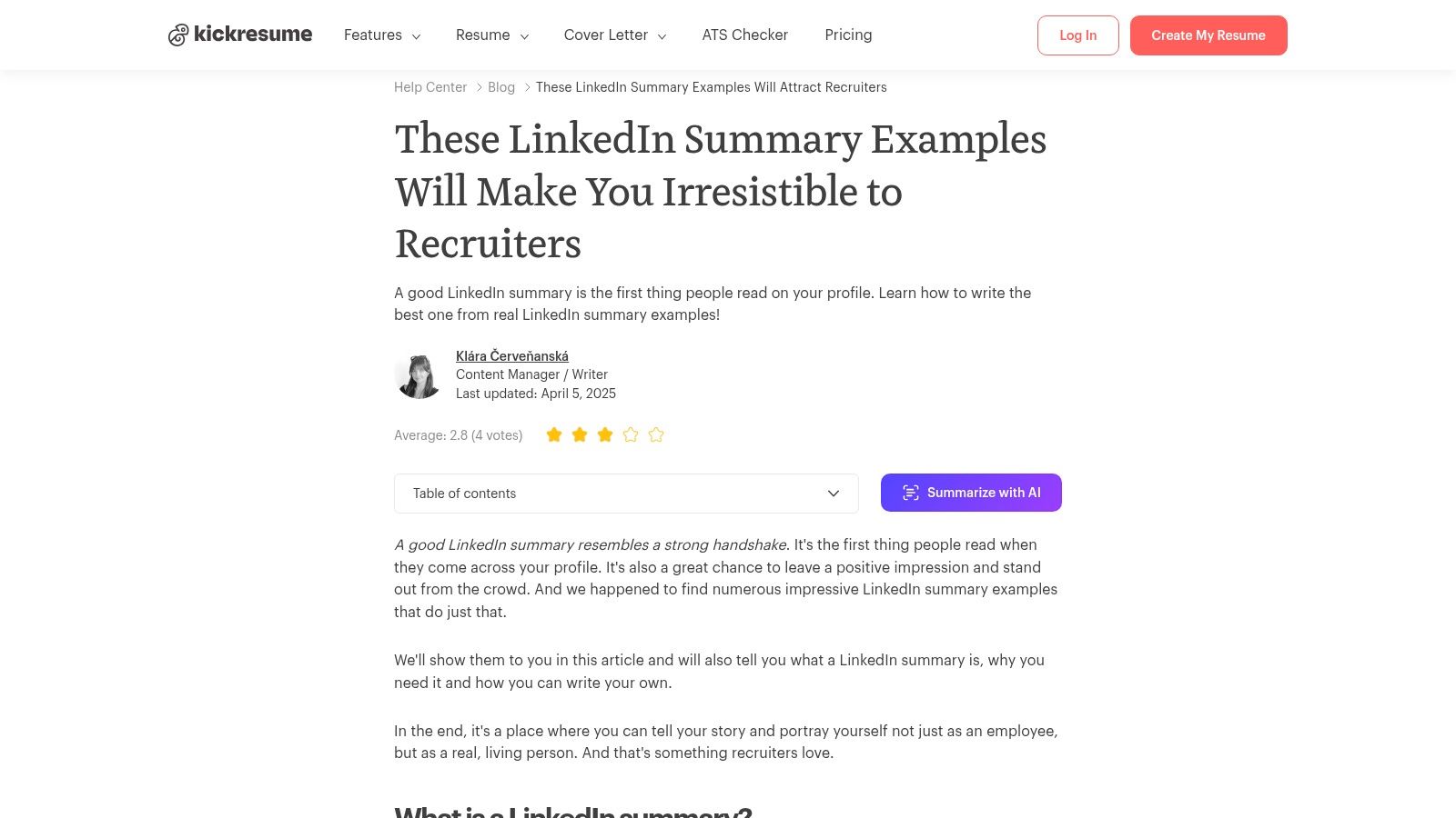 Kickresume — LinkedIn Summary Examples That Attract Recruiters