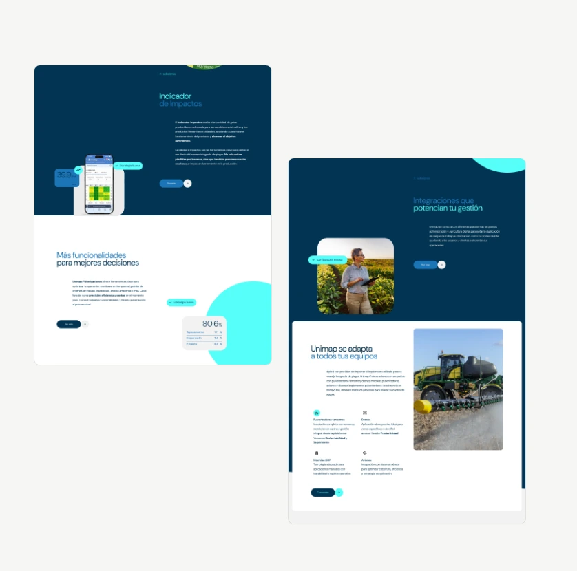 Two sections of the Acronex Spraying page on desktop