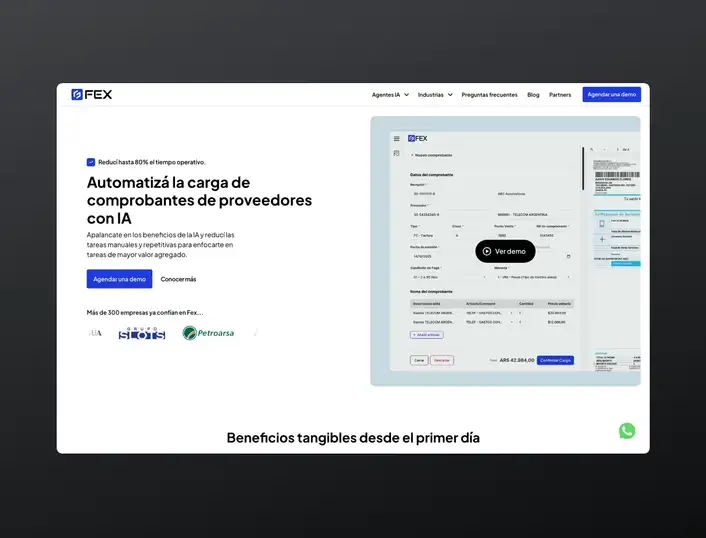 Recorrido animado por la home de FEX en desktop