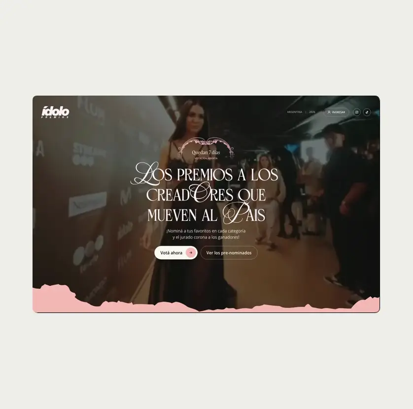 Animación de una sección de la home de Premios Ídolo
