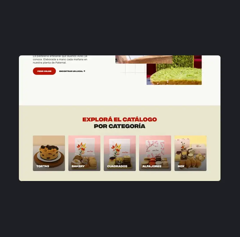 Animation of a section of the Nucha home page