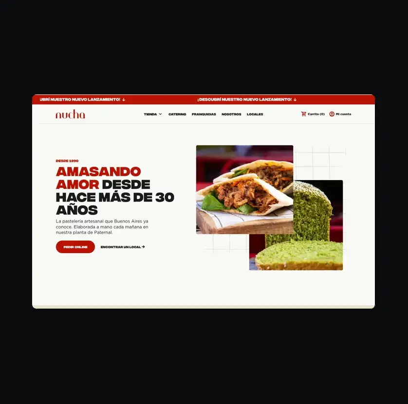 Animation of a section of the Nucha home page