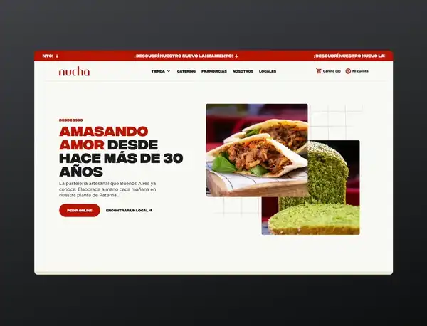 Animated walkthrough of the Nucha home page on desktop