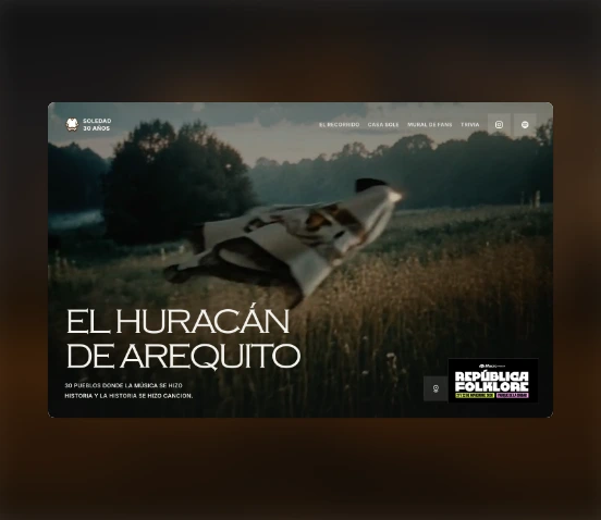 Pantalla de la home de Soledad Pastorutti en desktop