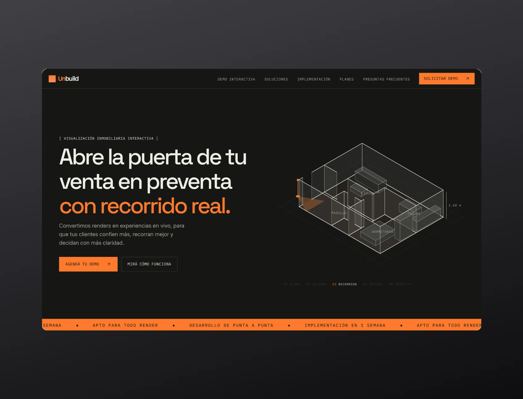 Pantalla del sitio de Unbuild en desktop
