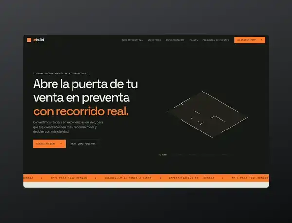 Recorrido animado por la home de Unbuild en desktop