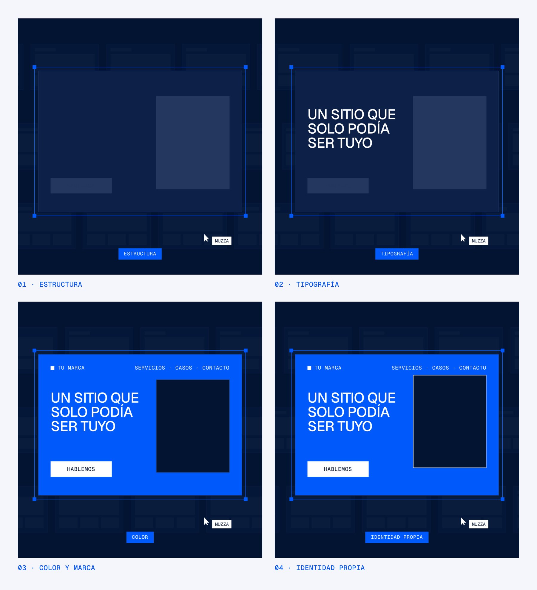 Cuatro pasos de diseño sobre un mismo sitio: estructura, tipografía, color y marca, identidad propia