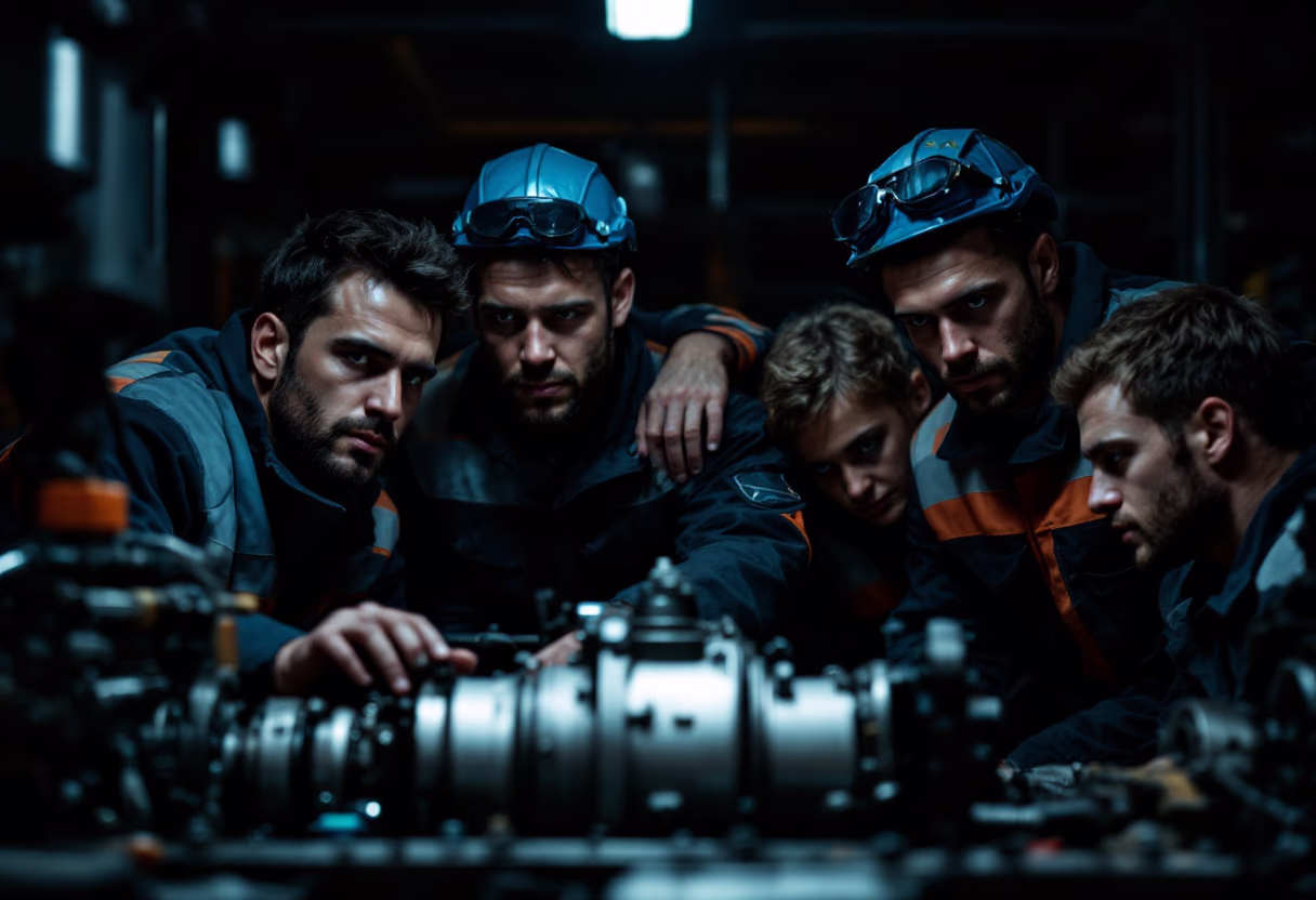 image depicting employees collaborating (for a manufacturing plant)