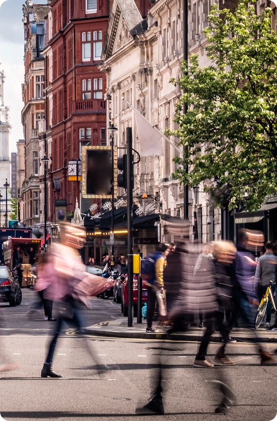 People walking on a city street
