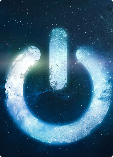 Glowing power button symbol