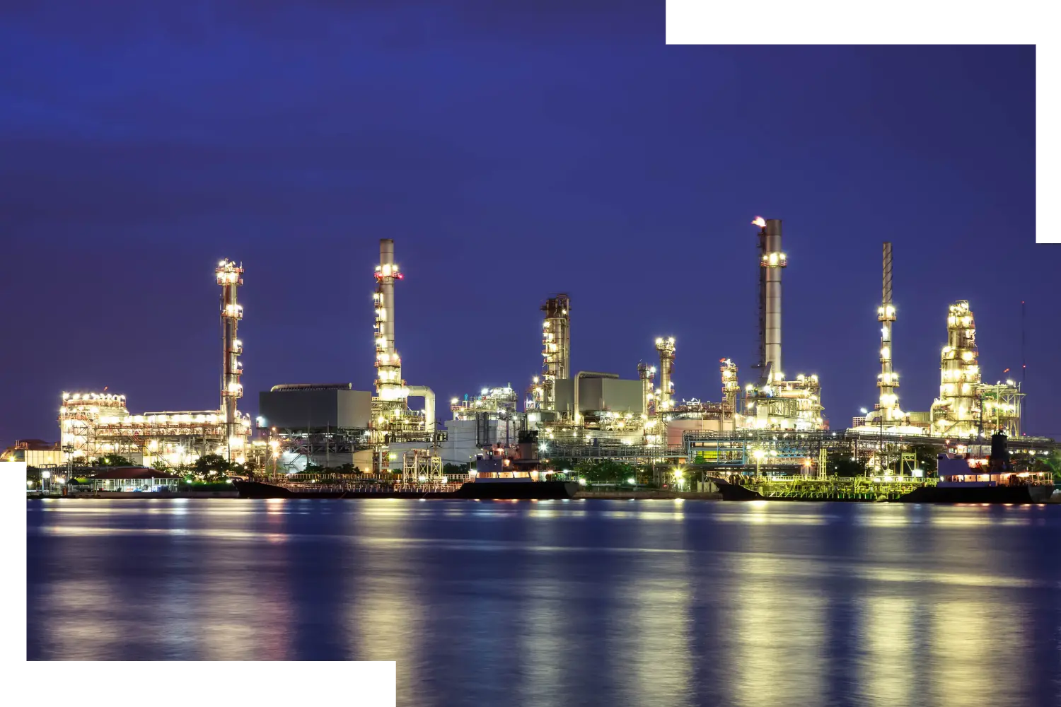 A refinery at night