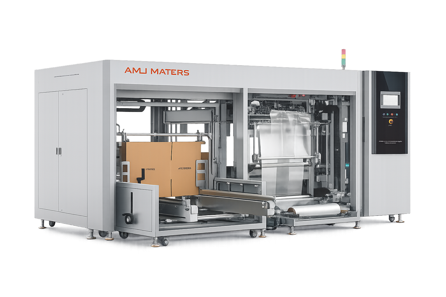 Maters AMJ-TK50 integrated case erector and bag inserter machine