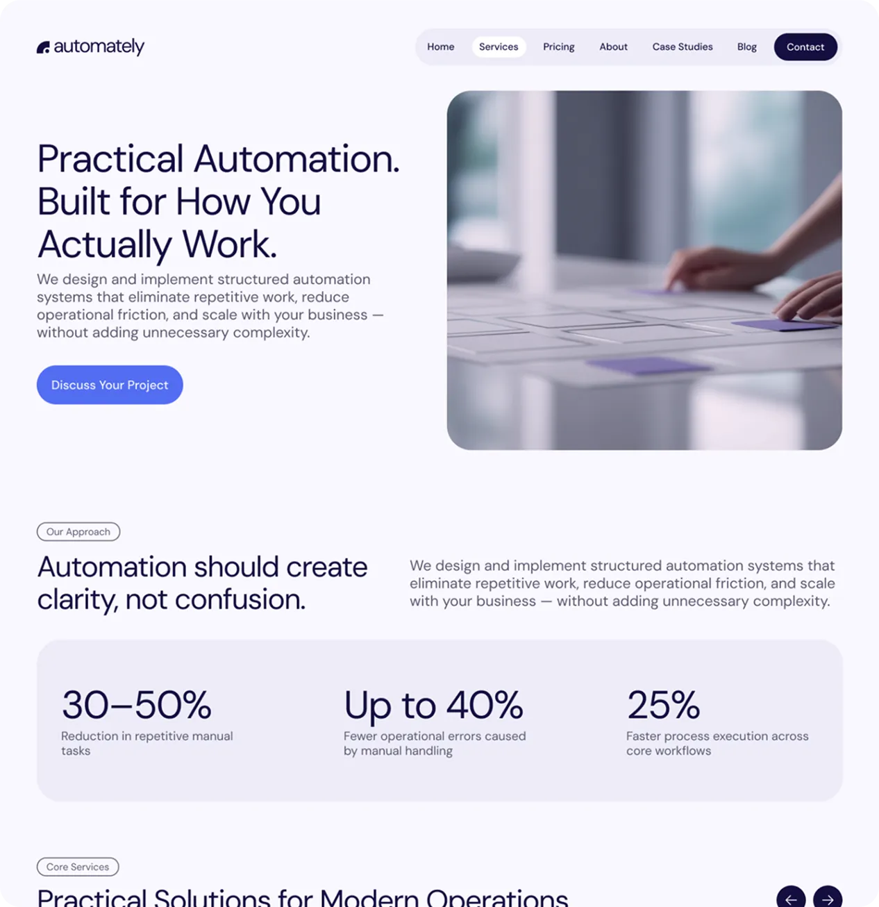 Services page screenshot