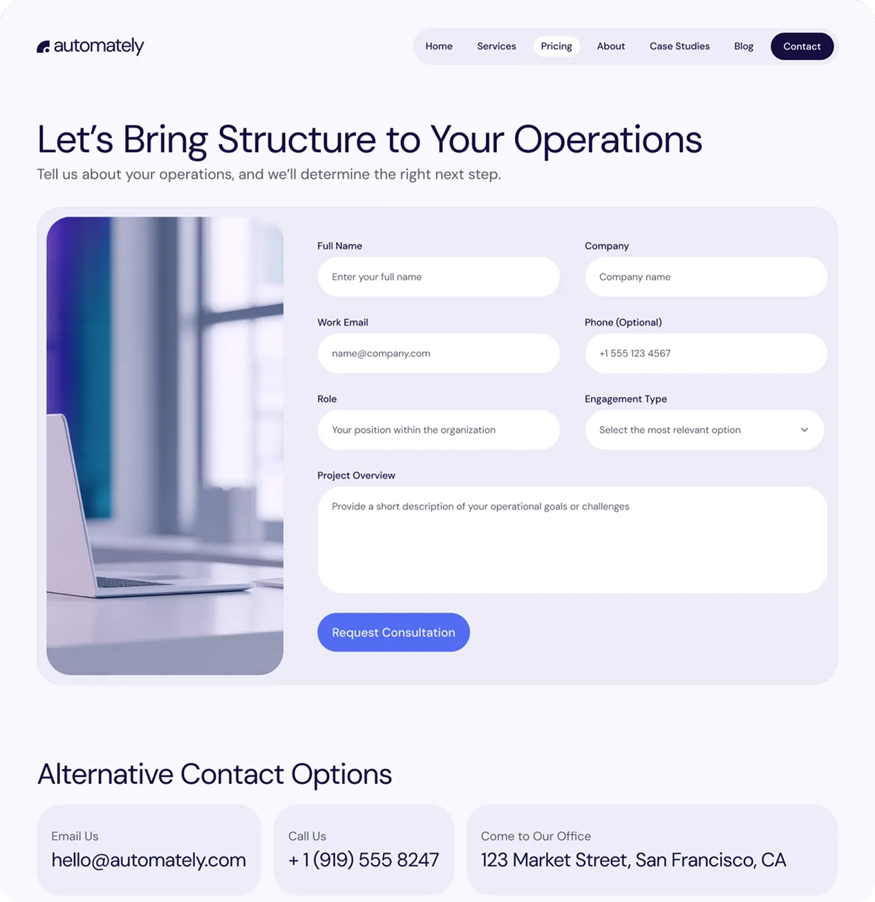 Contact page screenshot