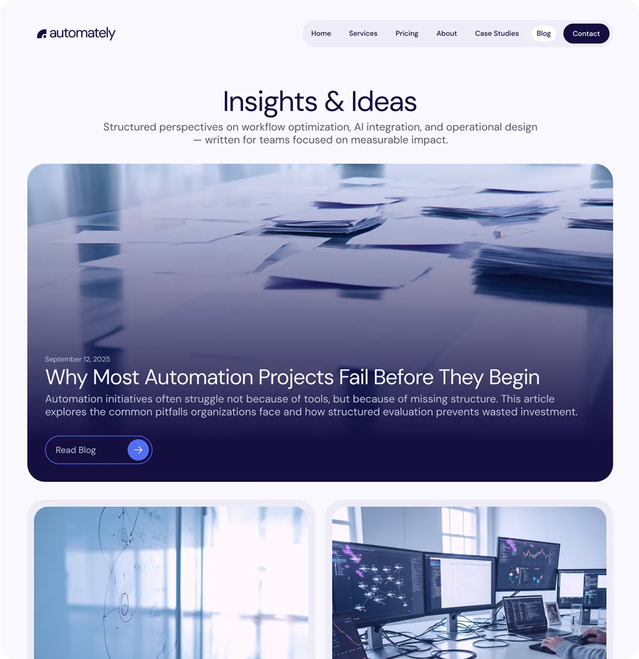 Blog page screenshot