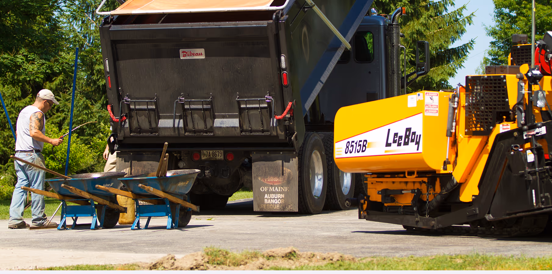 Asphalt paving equipment on a job site