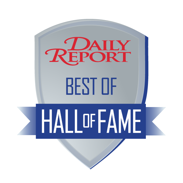 Shield emblem with red text 'Daily Report', blue text 'Best of' above a blue banner reading 'Hall of Fame'.