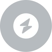 White lightning bolt icon inside a white circle on a dark blue circular background.