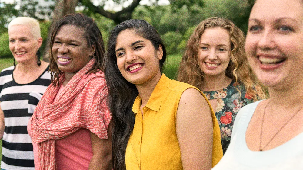 diverse group of smiling women