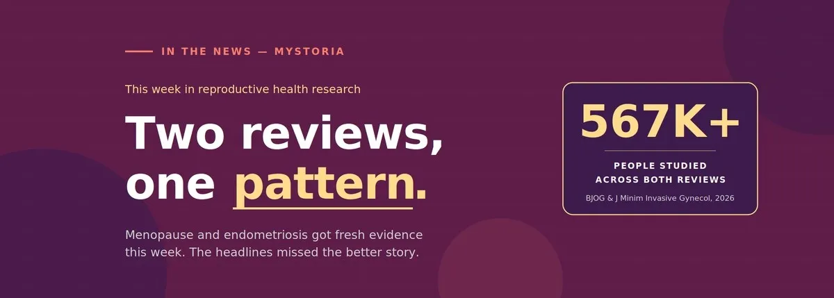 myStoria in the news. This week in reproductive health research. Two reciews, one pattern. Menopause and endometriosis got fresh evidence this week. The headlines missed the better story.