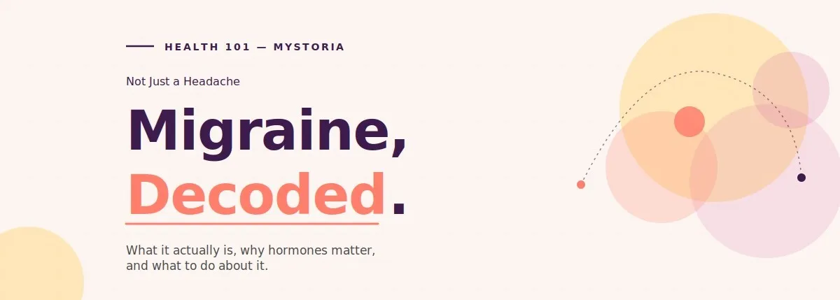myStoria Health 101. Not just a headache. Migraine, decoded. What it actually is, why hormones matter, and what to do about it.
