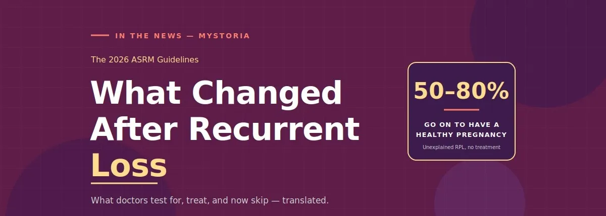 In the news. myStoria. The 202 ASRM Guidelines. What changes after recurrent loss. What doctors test for, treat, and now skip — translated.