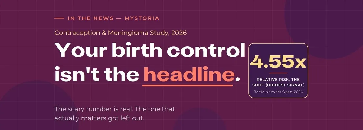 myStoria in the news: Contraception & Meningioma Study, 2026. Your birth control isn't the headline. The scary number is real. The one that actually matters got left out.