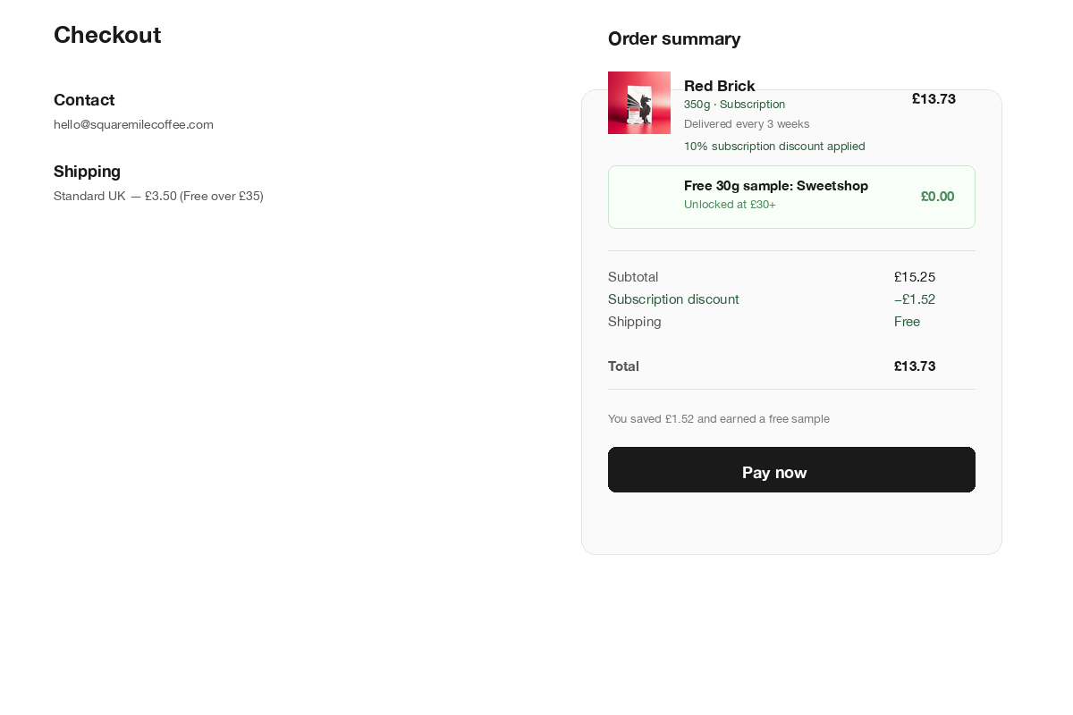 Checkout showing subscription upgrade and free sample unlocked