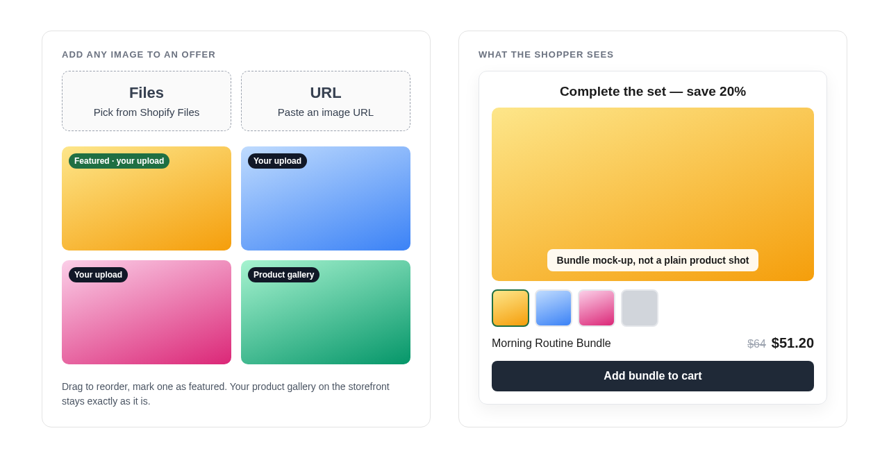 Adding an image from Shopify Files or a URL to an UpsellPlus offer
