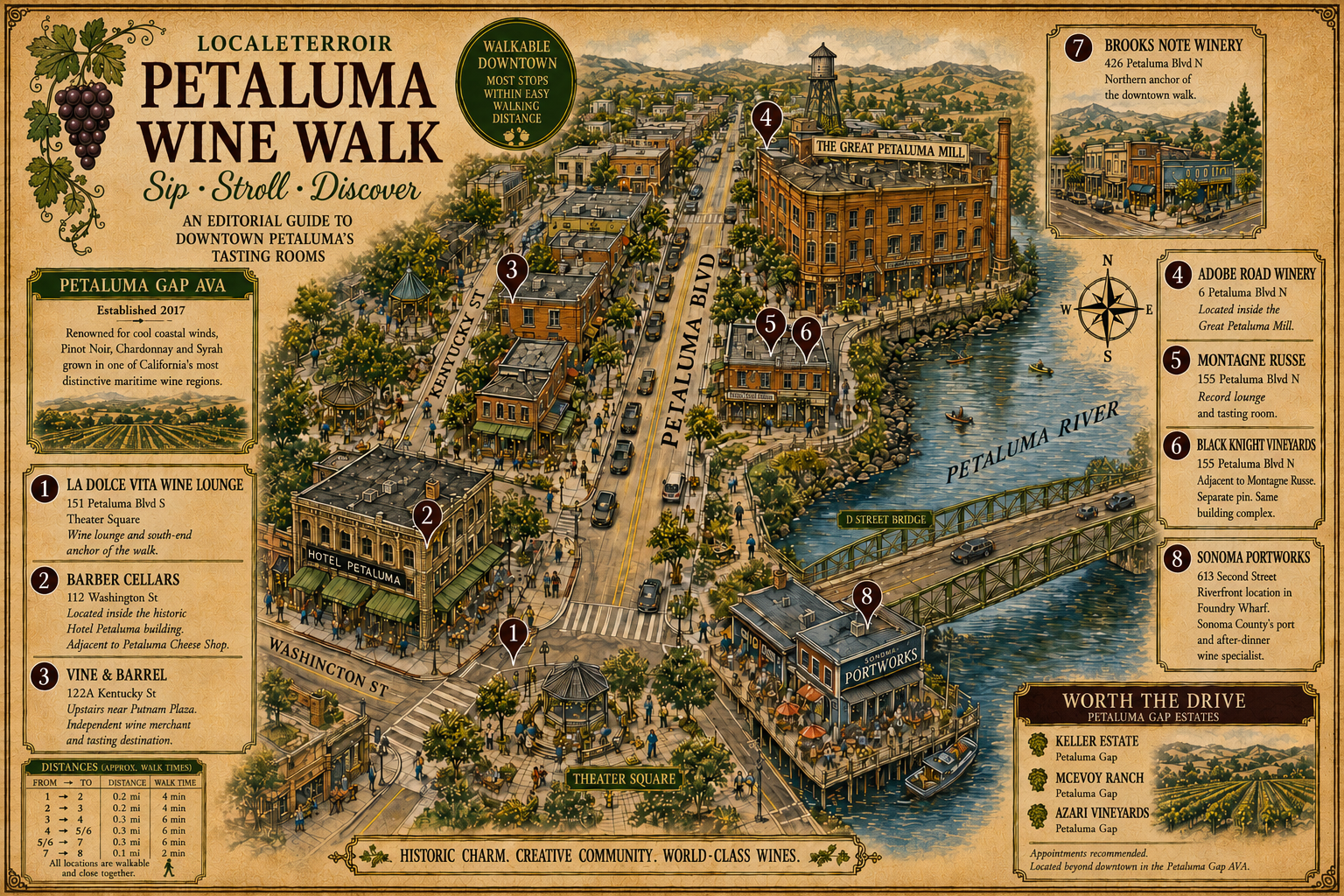 Petaluma Wine Walk map