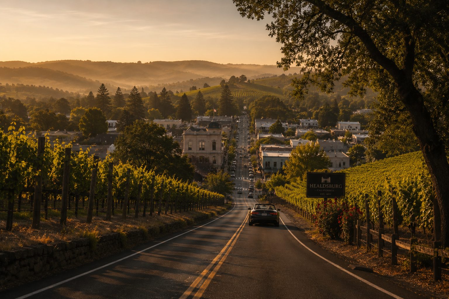 Healdsburg at golden hour