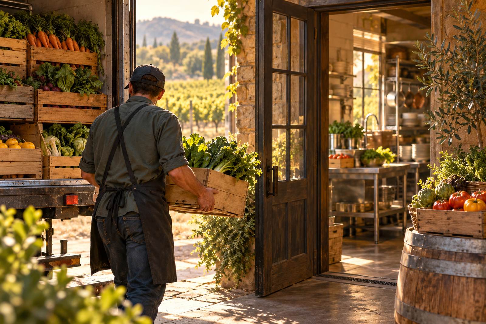 LocaleTerroir: fresh produce delivery arriving at a back door, Petaluma