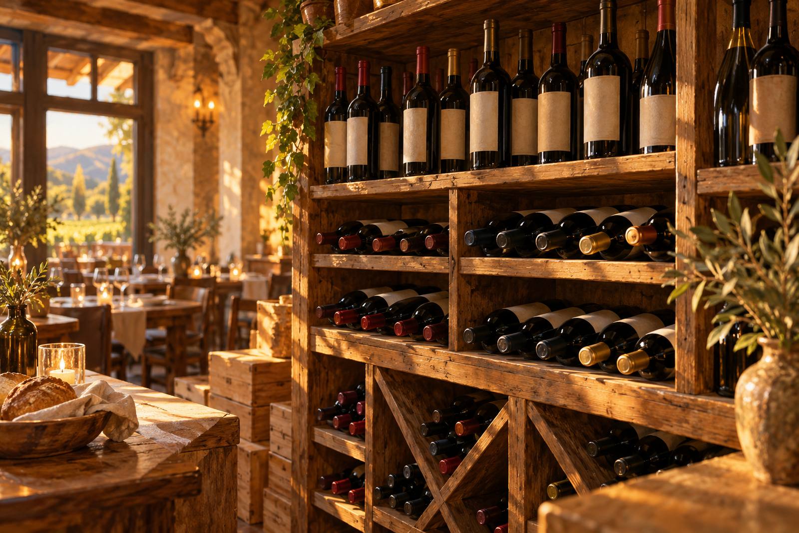 LocaleTerroir: a wine rack filled with bottles, Petaluma
