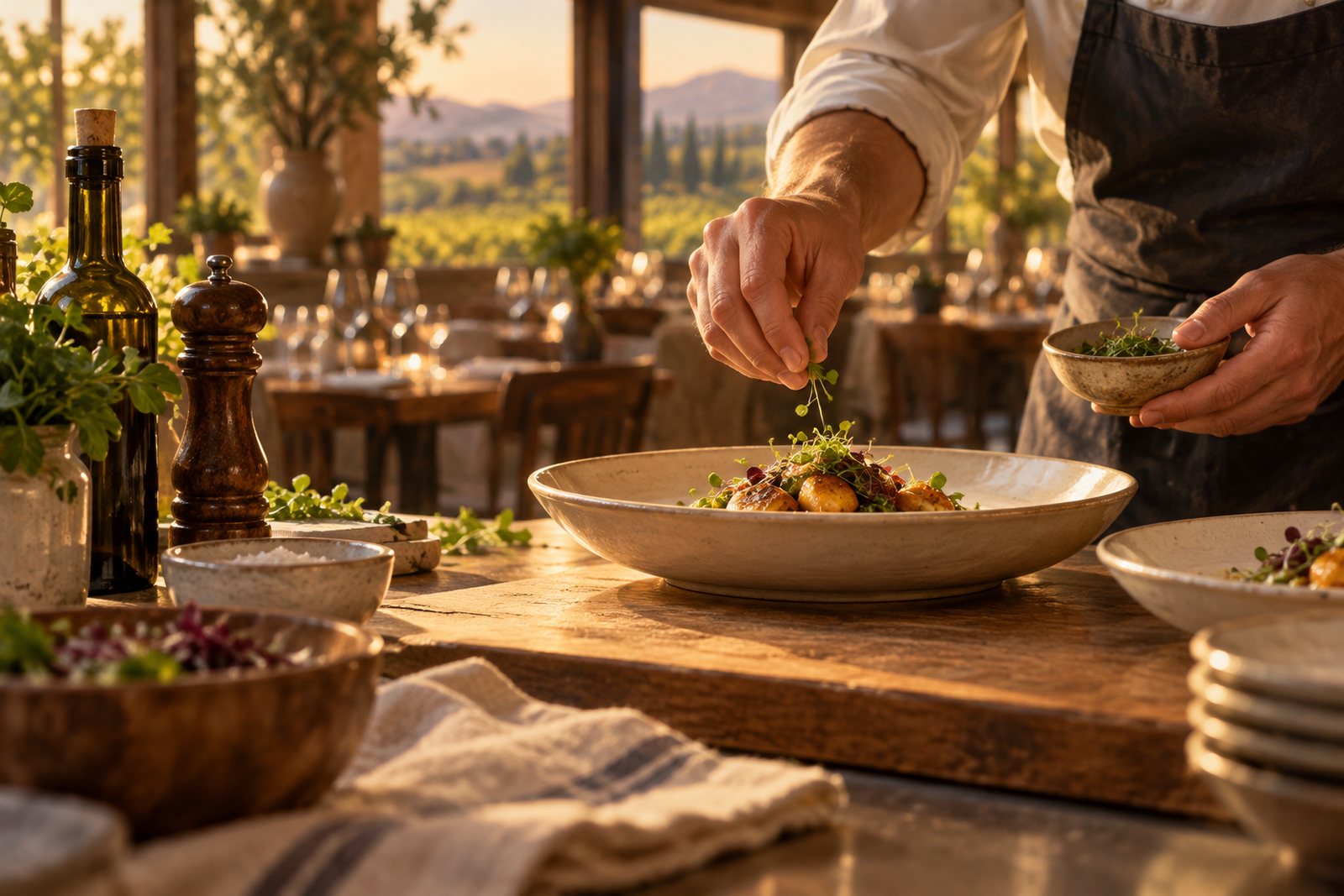 LocaleTerroir: hands plating a dish, Santa Rosa