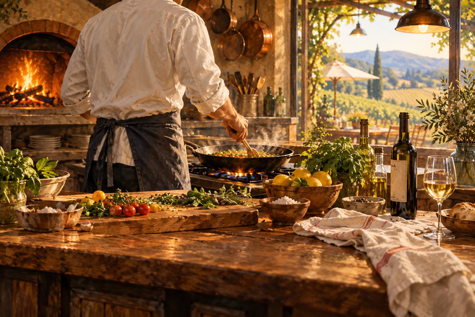 LocaleTerroir: chef cooking at a wooden kitchen table, Healdsburg