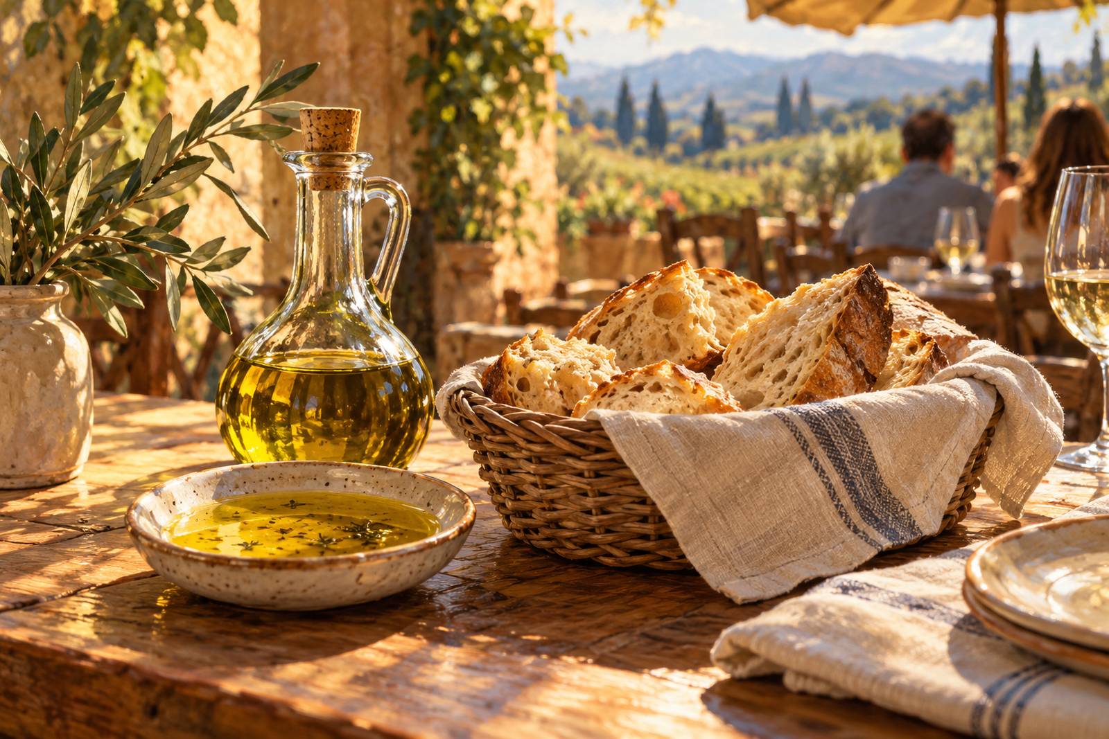 LocaleTerroir: bread basket and olive oil, Sonoma