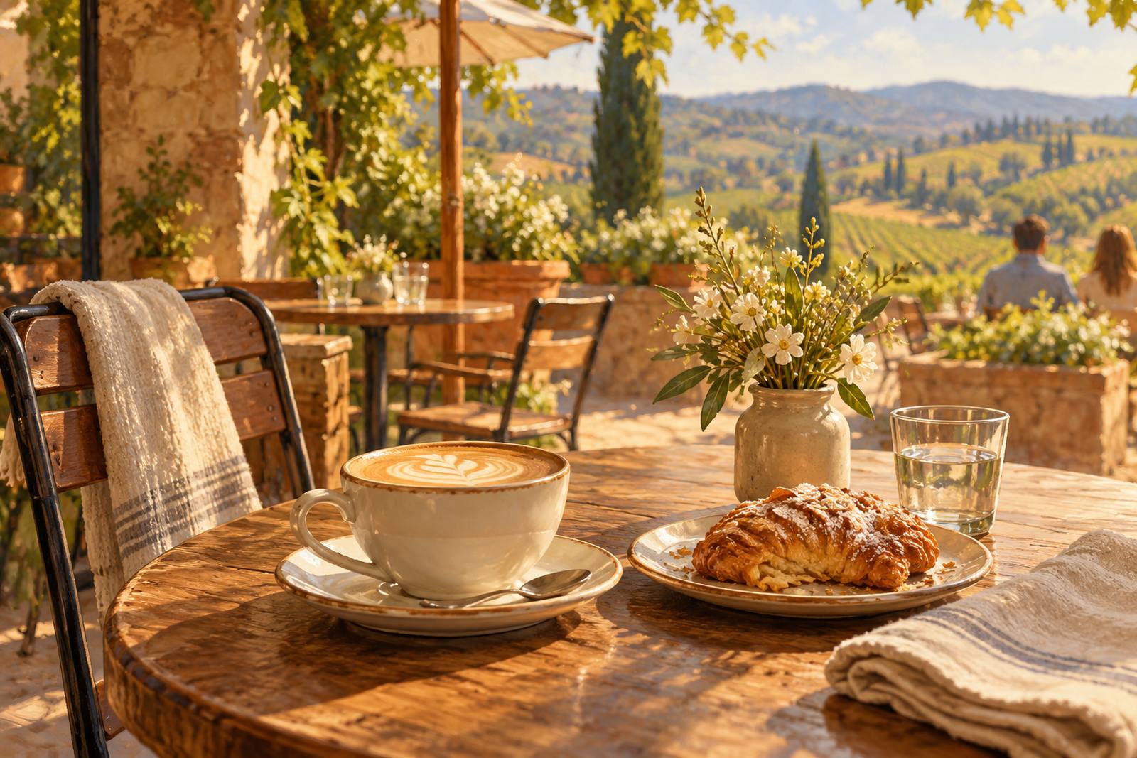 LocaleTerroir: coffee and pastry at a café table, Sonoma