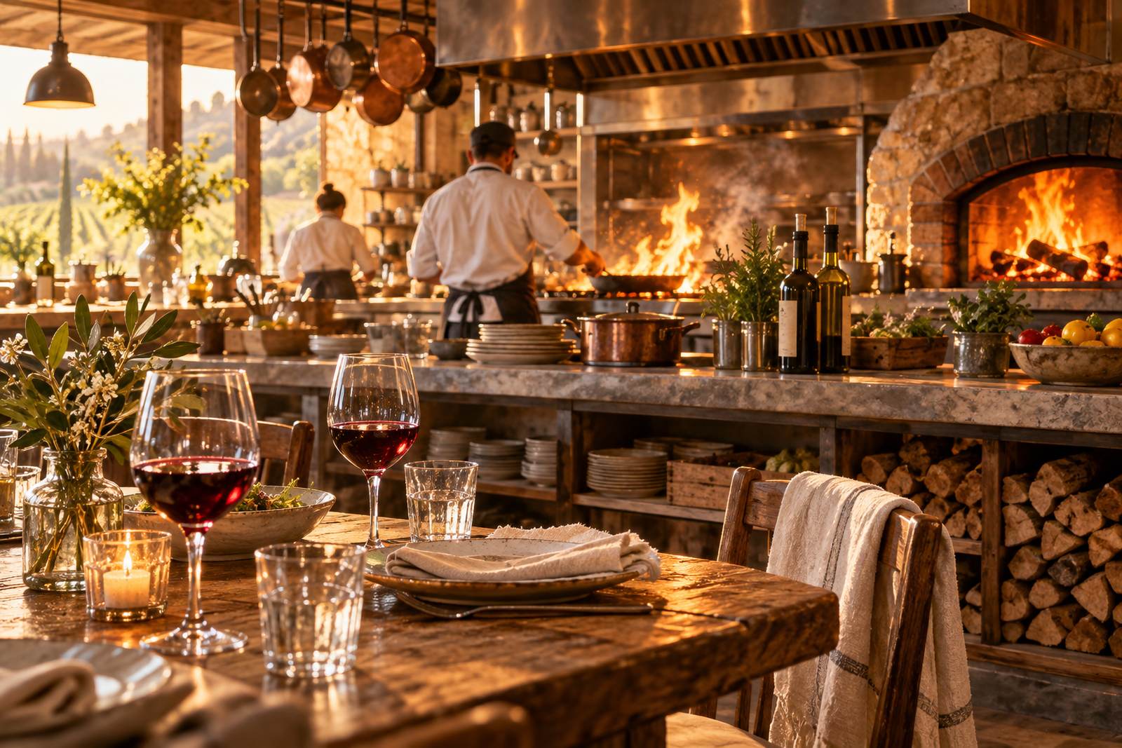 LocaleTerroir: open kitchen with flames, Sonoma