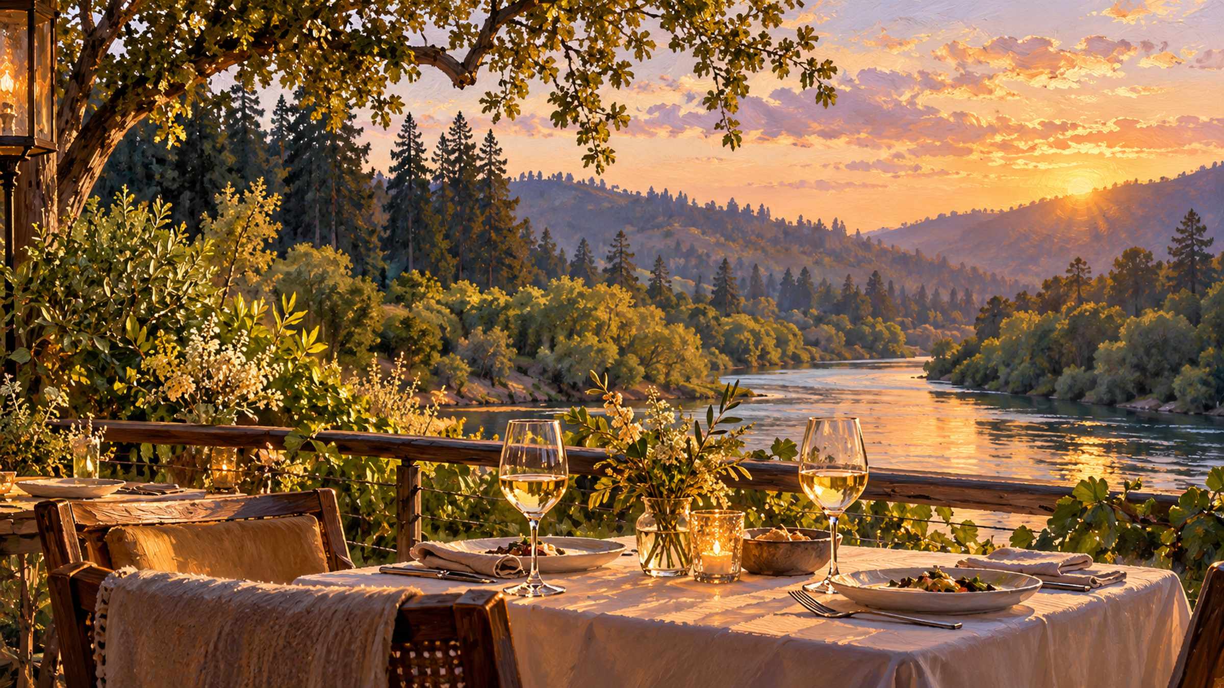 LocaleTerroir: table overlooking the Russian River, Healdsburg, Sonoma County